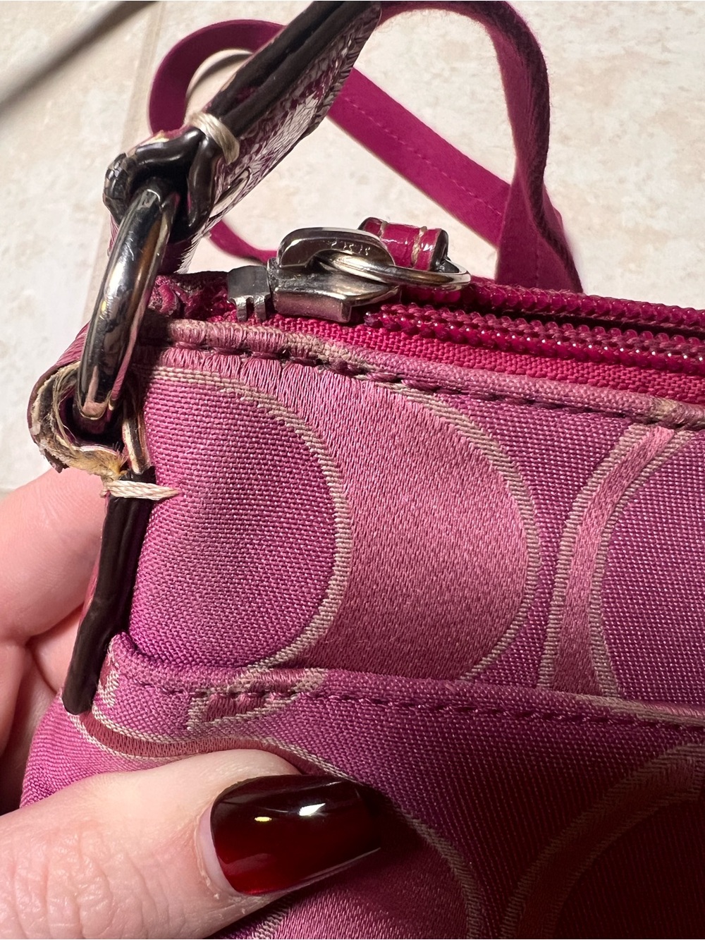 Coach Fuchsia Signature Crossbody Bag - Picture 6 of 9